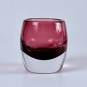 CRATE & BARREL Votive Candle Holder AMETHYST Glass Purple Diva Poland